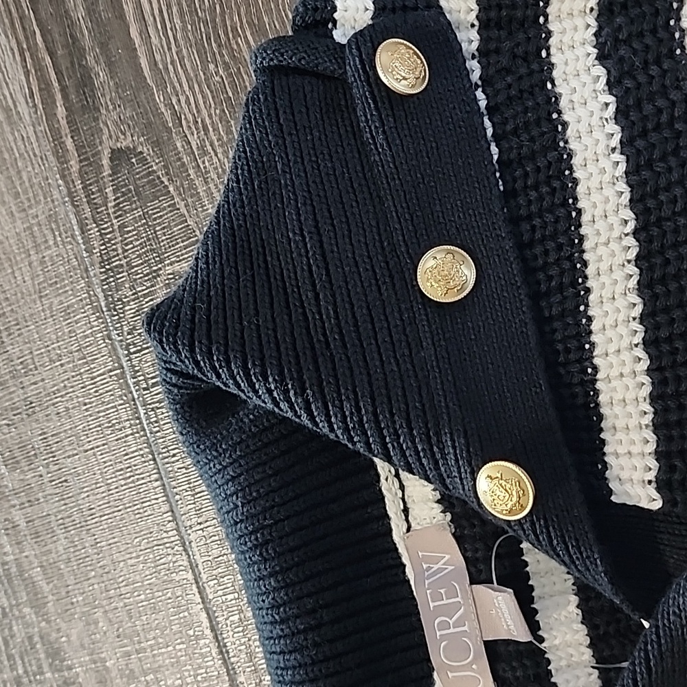 J.Crew Ribbed Cotton Button Collar Sweater - Picture 4 of 5